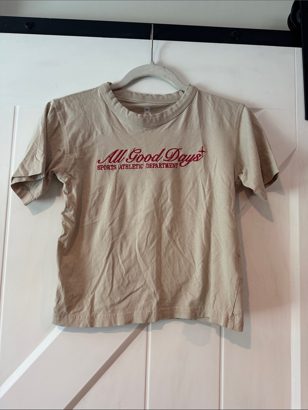 All Good Days Kids' Short-Sleeve Tee in Cream with Red Script